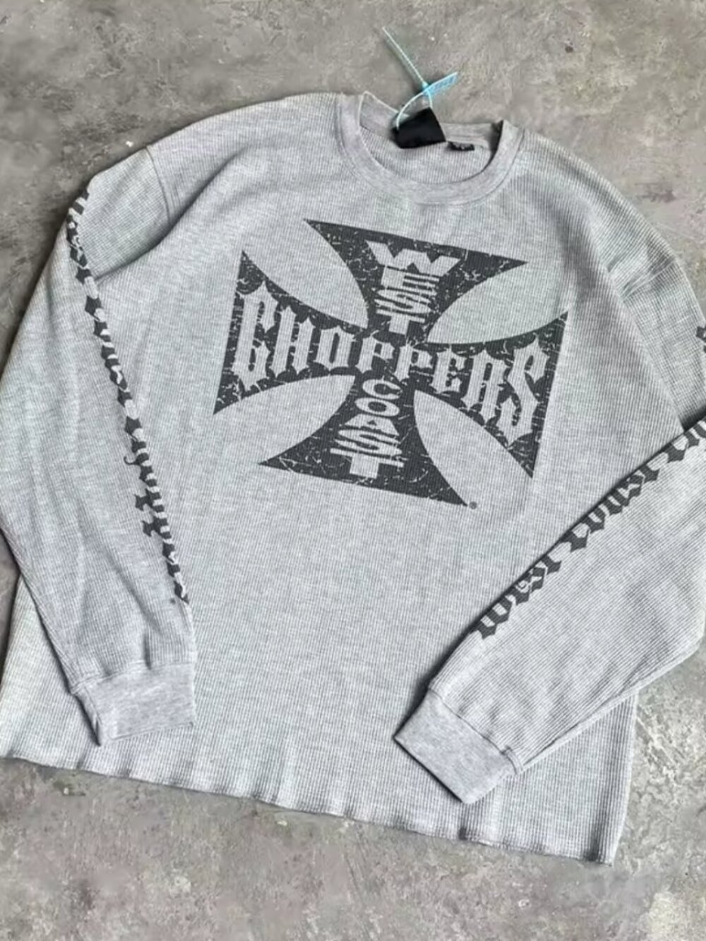 West choppers Grey waffle knit shirt